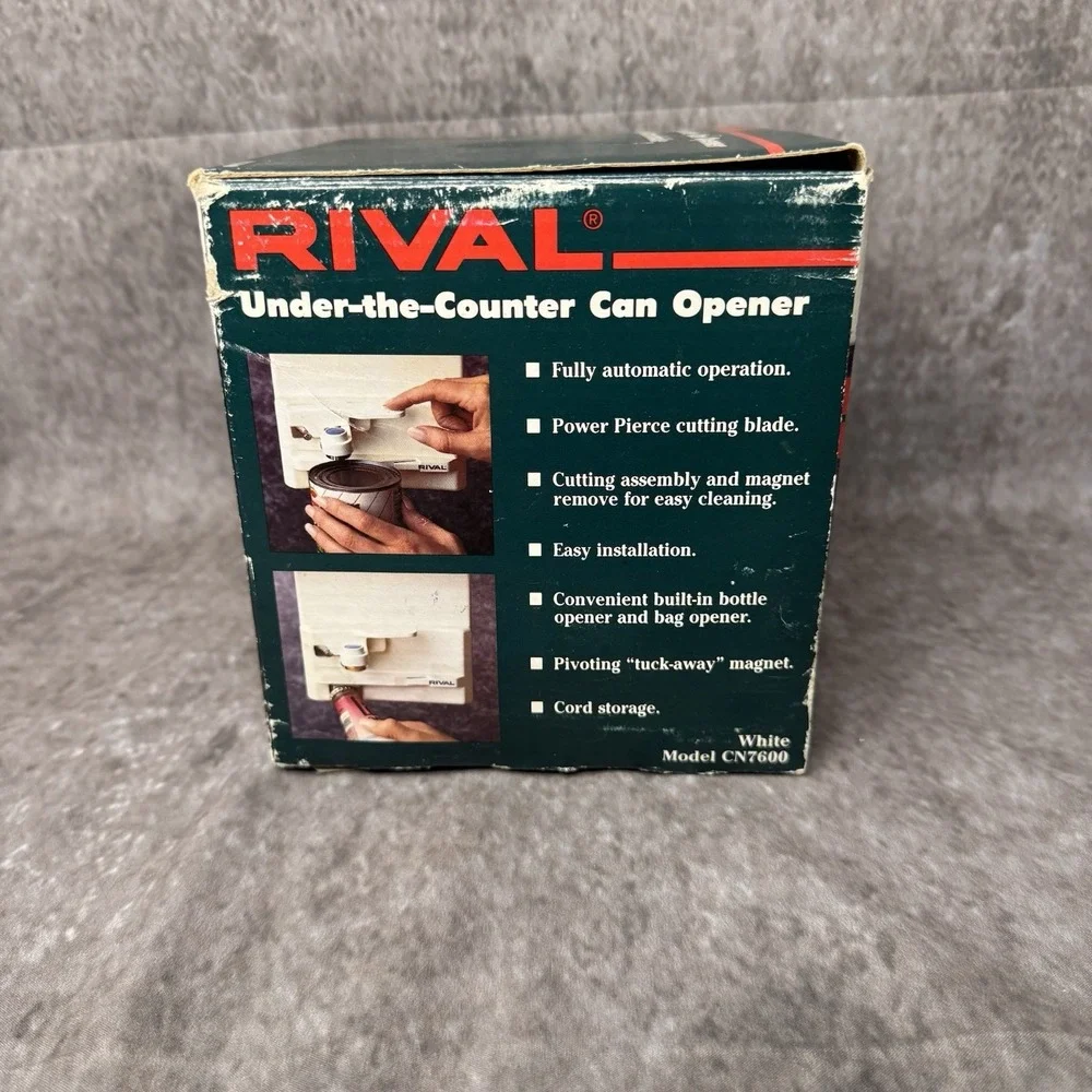 New Rival Electric Can Opener Space Saver Under Counter White Model CN7600